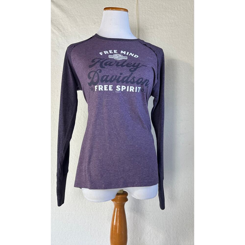 Harley Davidson "Free Spirit" Women's Long Sleeve T-Shirt Two Tone Purple Size M